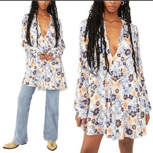 Free People Daisy Jane Mini Dress boho floral pockets concert office event